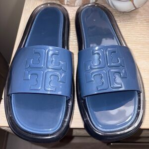 Tory Burch Royal Blue Jelly Slides